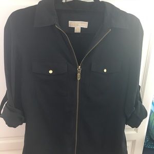 ✨Michael Kors Black Front Zip Utility Shirt Blouse